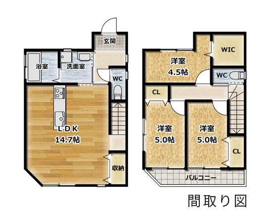 泉南市樽井三丁目間取り図3LDK